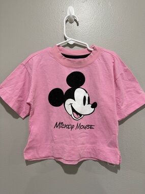 Disney Mickey Mouse Pink Rhinestone Graphic Tee Size 6